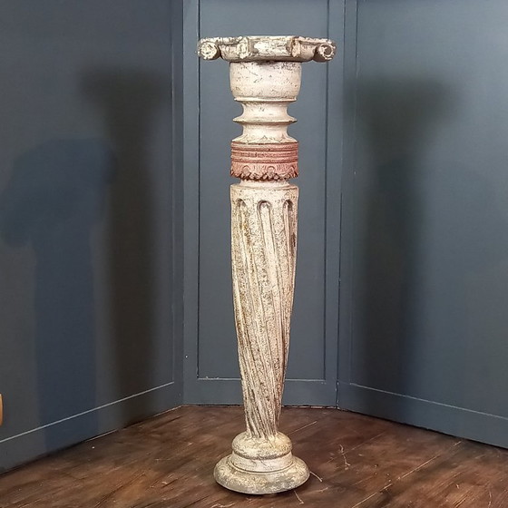 French vintage pedestal in a classic style, Column, Wood, Beige, Klassiek (photo 2 of 14)