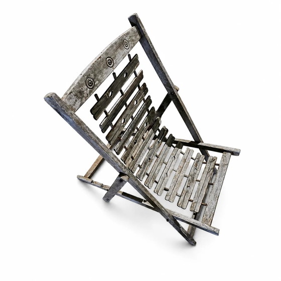2 x chaises longues coloniales en bois massif pliables et lourdes / chaises longues / années 1960 – Transat (photo 3 of 9)