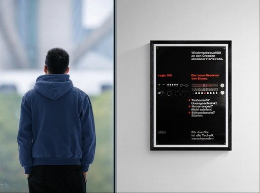 Braun regie 510 – 1972 – Originele vintage reclameposter van Dieter Rams – Mid-Century Modern – 84,1 x 59,4 cm A1