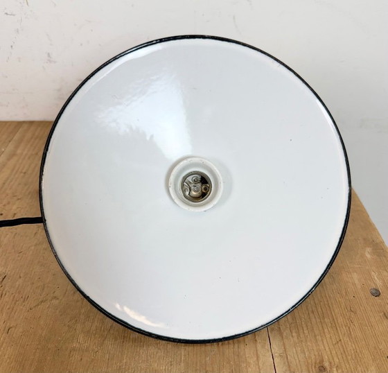 Image 1 of Lámpara de techo industrial esmaltada en azul, años 50