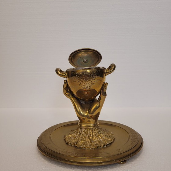 Image 1 of Inkwell “Hand of Glory”, gilt bronze, early 20th century - France