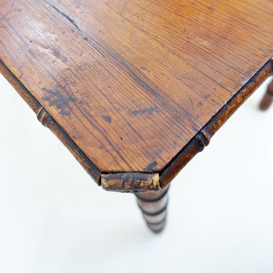 Image 1 of French desk in pine with a bamboo-like finish - Early 20th century