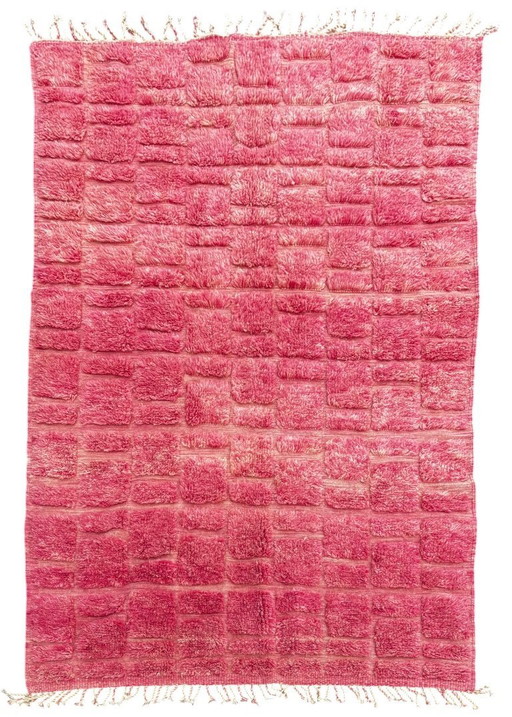 Marokkaans Mrirt-tapijt, handgemaakt van wol – Groot roze Berber vloerkleed 200x320 cm