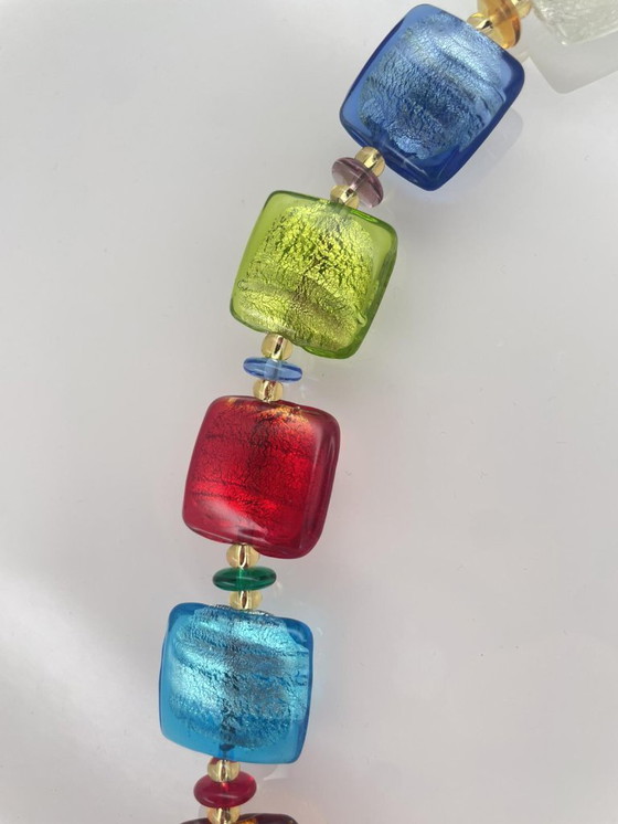 Image 1 of Collana artigianale in vetro di Murano con foglia d’argento – fatta a lume