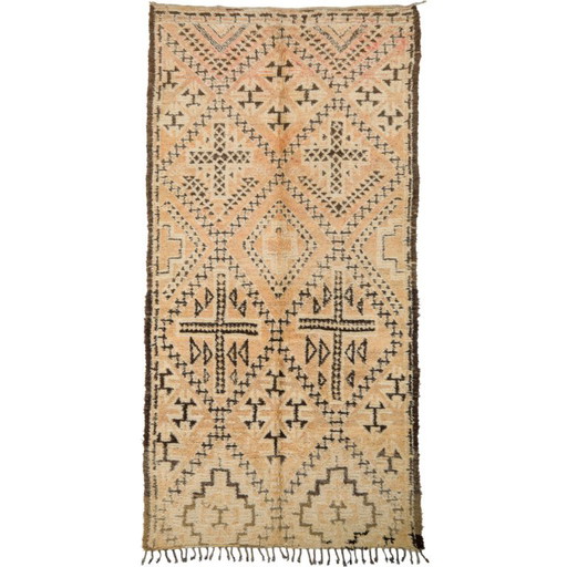 Alfombra Beni Ouarain marroquí vintage 180x355 cm - auténtica alfombra bereber de lana anudada a mano de los años 70-80