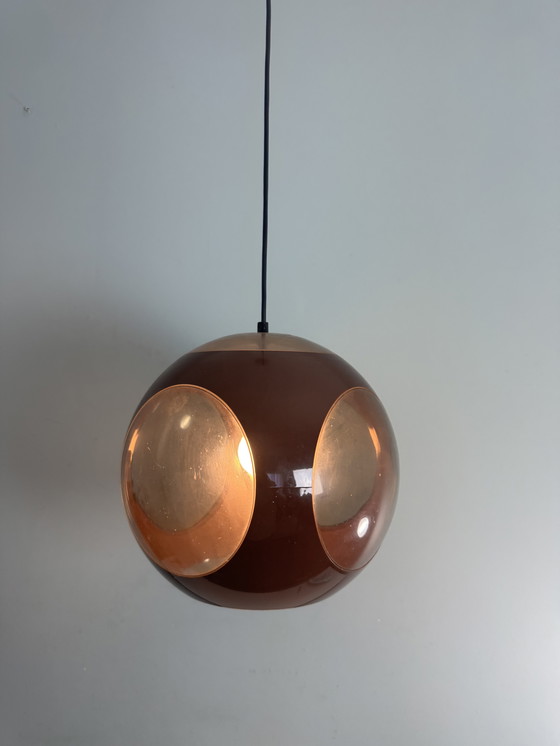 Image 1 of Vintage brown space age lamp Bug Eye pendant lamp 1970s