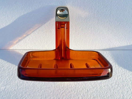 Image 1 of Vintage, Burnt Orange Bathroom Accessories by Grosfillex 1970s, Set of 4