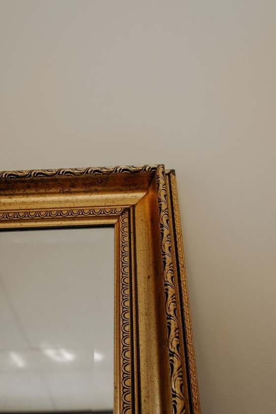 Image 1 of Specchio vintage XL sfaccettato con cornice dorata