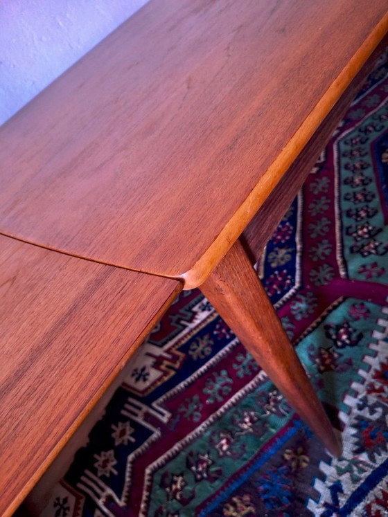 Image 1 of Mid Century Teak Dining Table with Curved Top, Denmark 1960s