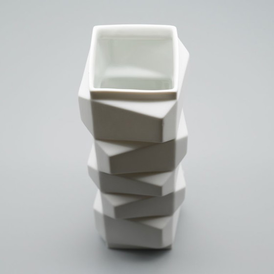 Image 1 of HUTSCHENREUTHER Chic Biskuitporzellan ARCHAIS 4× Vasen-Set Heinrich FUCHS Op Art