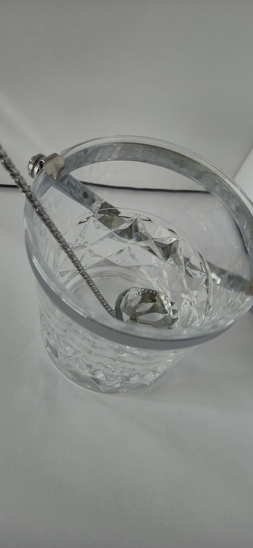 Cristal d'Arques cut crystal ice bucket - diamond design - 60s/70s