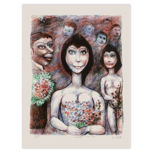Edouard GOERG Signed Lithograph Les Modèles Et Leur Peintre 1965 – lithos zeefdrukken, Paper (photo 2 of 5)