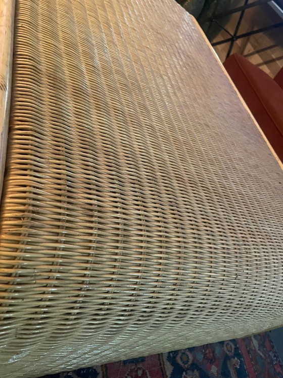 Image 1 of Grande table basse vintage en roseau courbé, style cascade, années 1970