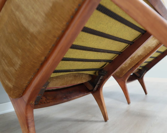 Image 1 of 1950s Camea Italian reclining armchairs dralon velvet, set of 2