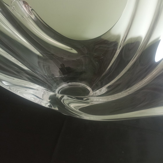 Image 1 of Large Vintage Crystal 'Wave' Sculpture / Bowl – Art Vannes France – 1960s (H 34 cm)