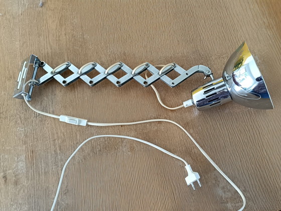 Image 1 of Lampe murale vintage à ciseaux - Métal chromé - Mid Century Modern - ca. 1970's - Extensible / ajustable