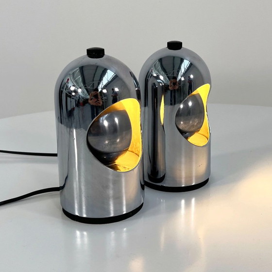 Pair of Chromed Table Lamps from ABM, 1960s – Metal, Plastic (photo 3 of 7)