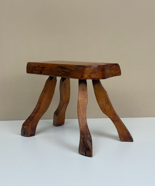 Vintage Brutalistisches Minimalismus Baumstamm Holz Pflanzenhocker