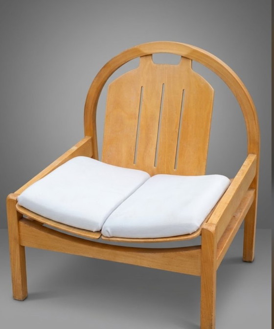 Pair of Baumann Argos lounge Armchairs, Wood, Textile, Brown, Vintage (photo 6 of 9)