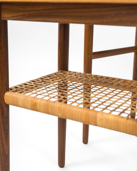 Image 1 of Mid Century Danish Nesting Tables Made Of Teak And Rattan