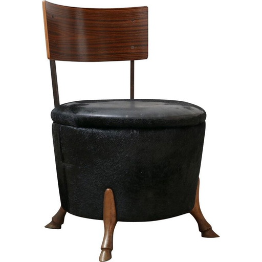 Sedia laterale vintage in bronzo insolita con gambe di cavallo, Inghilterra anni '80