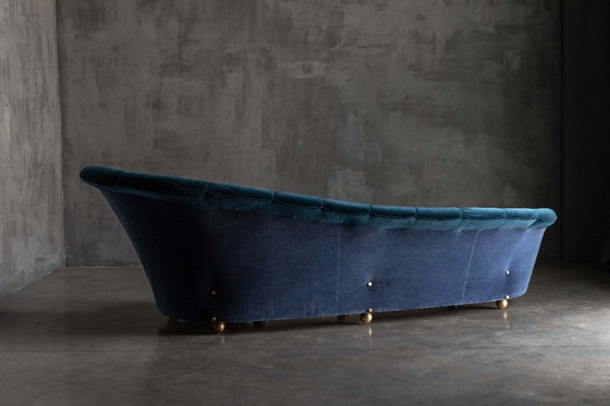 Image 1 of Divano vintage in velluto blu, pezzo unico, di Marzio Cecchi, anni '70