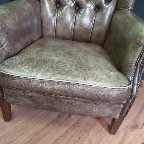 Image 1 of Fauteuil Chesterfield à oreilles vintage | Env. 1985-1990