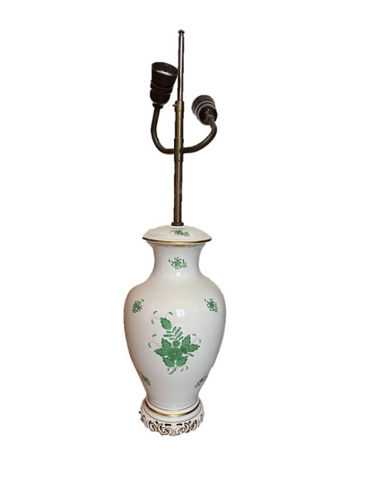 Herend Lampenfuß, groß - Chinesischer Blumenstrauß, Apponyi Grün