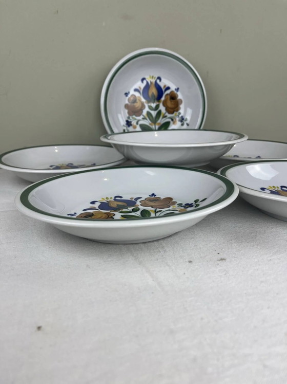 6 handbemalte tiefe Teller – Geschirr, Porcelain, Art Nouveau (photo 3 of 7)