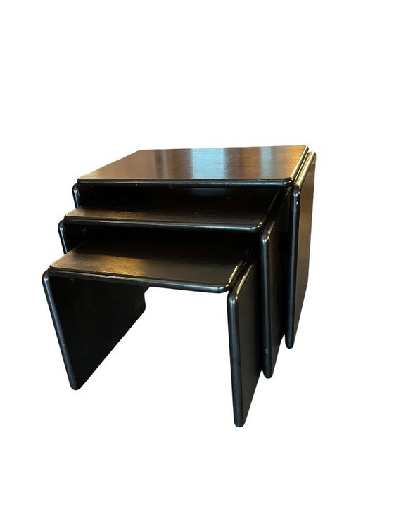 Image 1 of Ebonized dark brown nesting tables,1970s