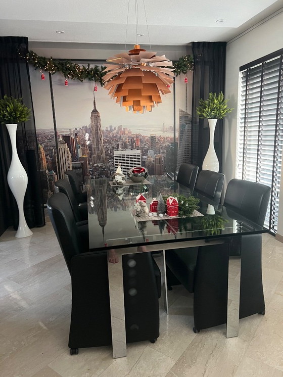 Image 1 of 6 sedie da pranzo FraMaTi Design in pelle Semira nera NUOVE CONDIZIONI