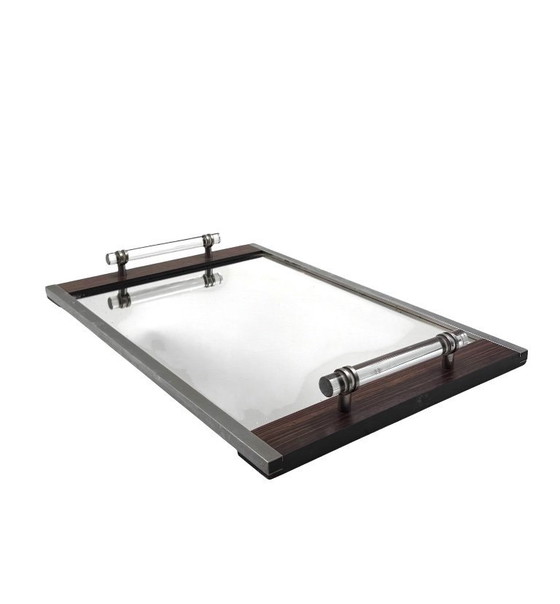 Image 1 of Modernist mirrored tray, in the manner of Jacques Adnet France 1940 /1950