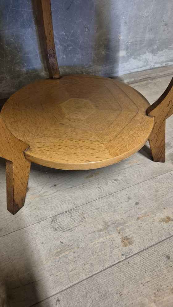 Vintage Round Wooden Coffee Table with Lower Shelf, 20th Century, 52 × 58 cm, Brown (photo 11 of 12)