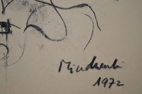 László Mindszenti Inchiostro su carta, montato su cartone, firmato e datato 1972 – Dipinti e disegni, Paper (photo 4 of 12)