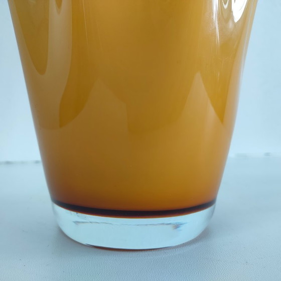Image 1 of Amberkleurige Fazzoletto bloemenvaas (Murano glas)