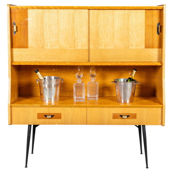 Italiaanse eigentijdse barkast in marine multiplex & vintage houtsoorten Italië 2020 – Kasten, Glass, Brass (photo 5 of 26)