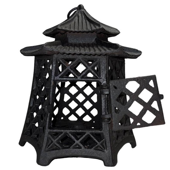 Farol japonés antiguo de pagoda - Hierro fundido macizo 3,8kg - 24cm Decoración jardín zen - Farol Toro (photo 2 of 9)