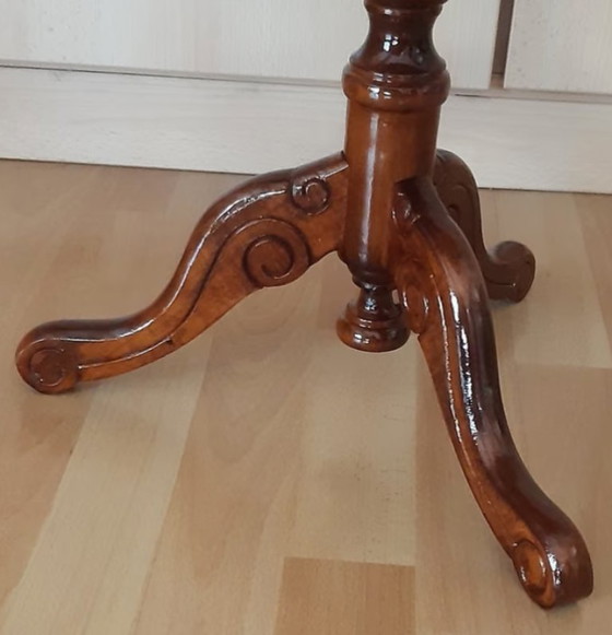 Elegante Tavolino Intarsiato, Lucidato a Mano con Gommalacca, Tavolini, Legno, Marrone (foto 7 di 8)
