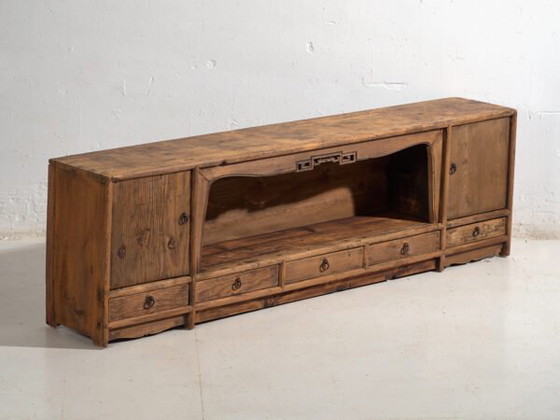 Aparador bajo antiguo de madera de pino – China, circa 1930 – Aparadores con vitrina (photo 6 of 40)