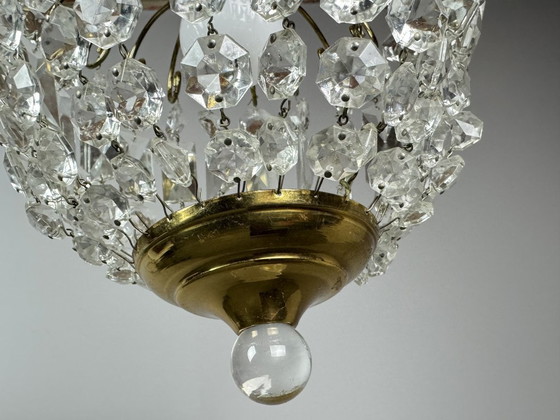 Image 1 of Lámpara de araña decorativa de cristal "fresa" de mediados de siglo, estilo Josef Frank, década de 1960