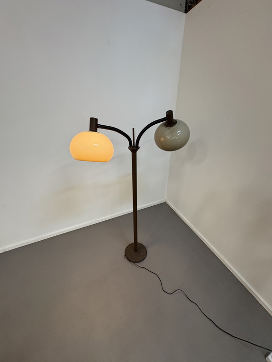 Image 1 of Vintage Dijkstra Vloerlamp avec deux bollen spaceage, à part schakelbaar jaren'60