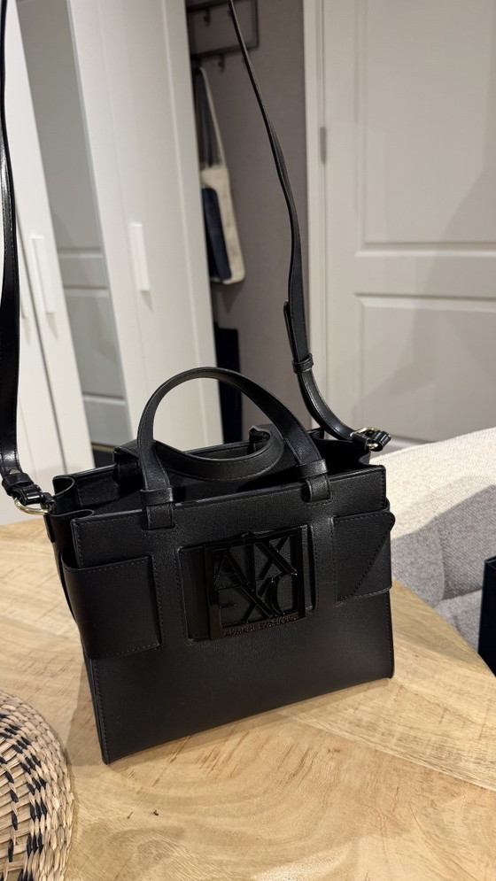 Armani Exchange Susy M Tote Bag – Black Faux Leather – Calfskin (photo 7 of 7)