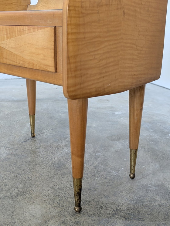 Image 1 of Años 50 - Madera, latón, vidrio - Cómoda y mesilla de noche