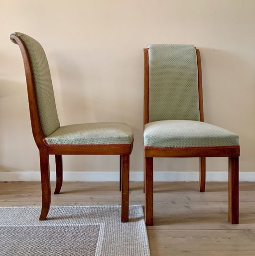 Two elegant, oak art deco chairs