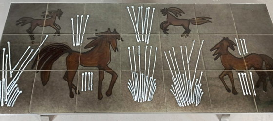 Image 1 of Tavolino da caffè vintage con piastrelle in ceramica