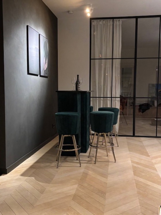 Image 1 of Barra elegante en terciopelo verde