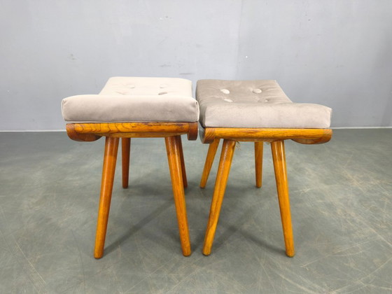 Image 1 of Coppia di poggiapiedi in acero di metà secolo, Cecoslovacchia, anni '60