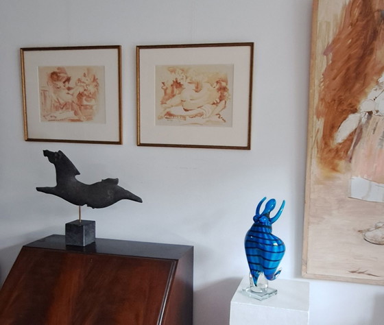Moderne blauwe dansende vrouw , glasobject – Glaskunst (photo 7 of 10)