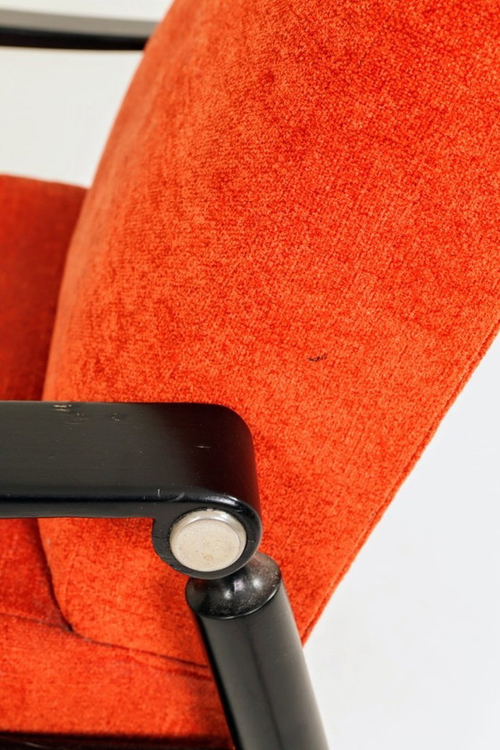 Image 1 of Paire de fauteuils design moderne du milieu du siècle, couleur orange brûlé, années 1960