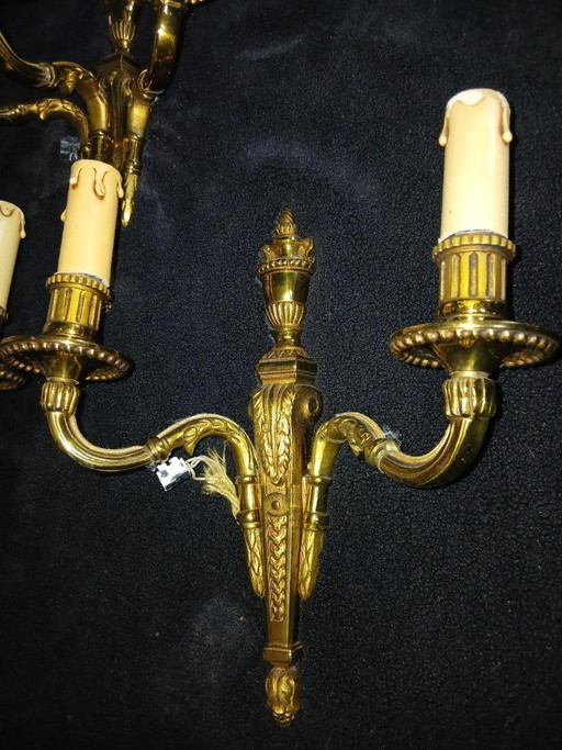 4 apliques de pared de bronce estilo Luis XVI-XV